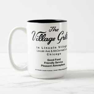 The Village Grill, Lincoln Village, Chicago, IL Tweekleurige Koffiemok