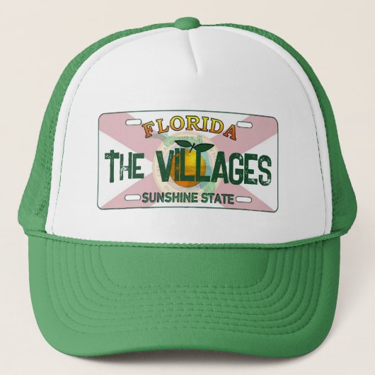 The Villages Florida flag license plate hat Trucker Pet (Voorkant)