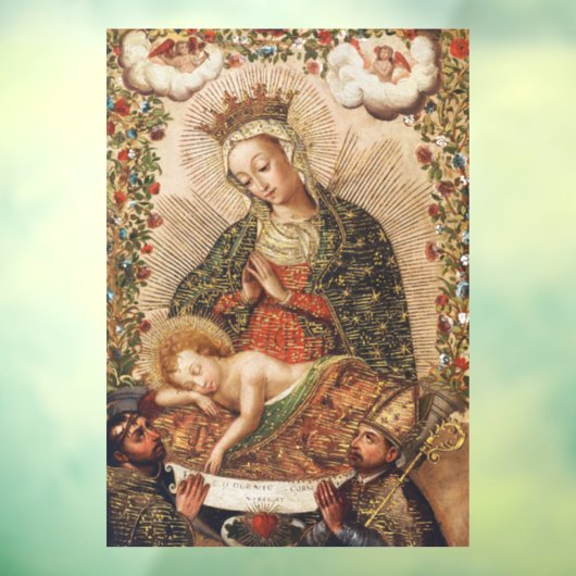 The Virgin Adoring the Christ Child at Christmas Raamsticker (Vel 3)