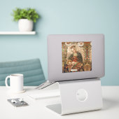 The Virgin Adoring the Christ Child at Christmas Sticker (Laptop op bureau)