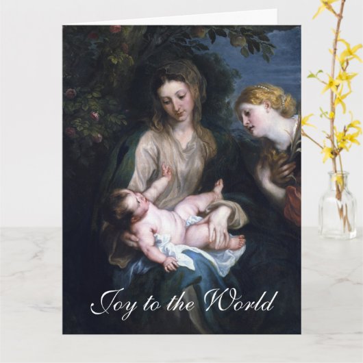 The Virgin Mary and Baby Jesus Christmas Greetings Kaart (Gele Bloem)