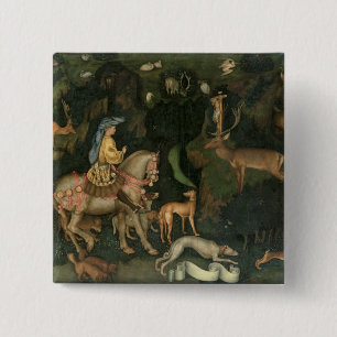 The Vision of St. Eustachius, c.1438-42 Vierkante Button 5,1 Cm