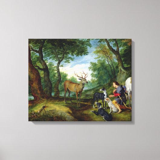 The Vision of St. Hubert, c.1620 (oil on panel) Canvas Afdruk (Voorkant)