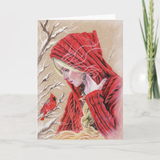 The visitor red cardinal card feestdagen kaart