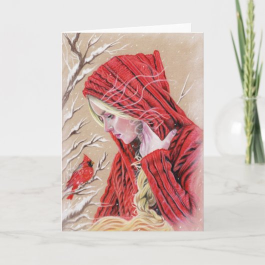The visitor red cardinal card feestdagen kaart (Voorkant)