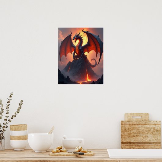 The Volcanic Forge Dragon Poster (Keuken)