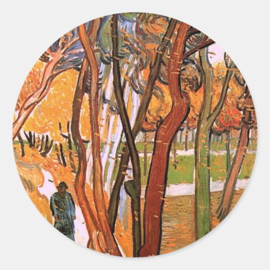 The Walk: Falling Leaves by Vincent van Gogh Ronde Sticker (Voorkant)