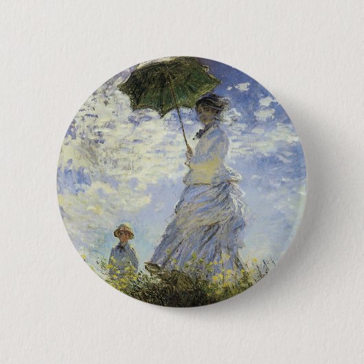 The Walk, Lady met Parasol Ronde Button 5,7 Cm (Voorkant)