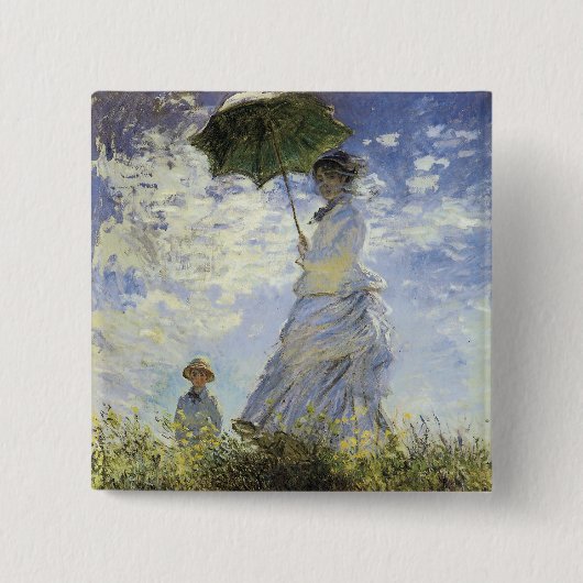 The Walk, Lady met Parasol Vierkante Button 5,1 Cm (Voorkant)