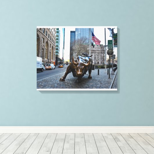 "The Wall Street Bull" Canvas Afdruk (Insitu (Houten vloer))