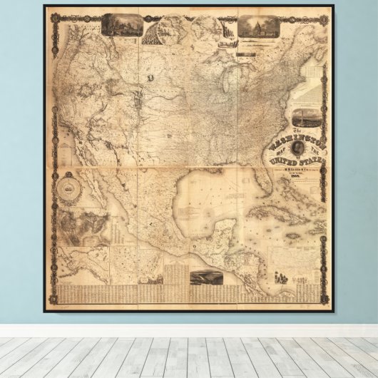 The Washington Map of the United States (1861) Canvas Afdruk (Insitu (Houten vloer))