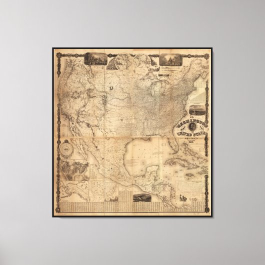 The Washington Map of the United States (1861) Canvas Afdruk (Voorkant)