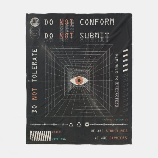 The Watcher - Techno-Brutalist Streetwear Design Fleece Deken (Voorkant)