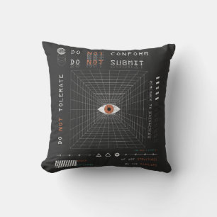 The Watcher - Techno-Brutalist Streetwear Design Kussen