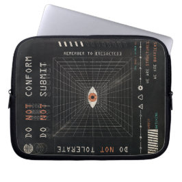 The Watcher - Techno-Brutalist Streetwear Design Laptop Sleeve
