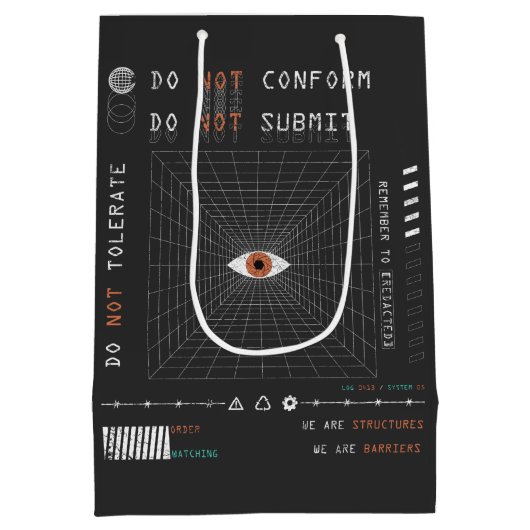 The Watcher - Techno-Brutalist Streetwear Design Medium Cadeauzakje (Achterkant)