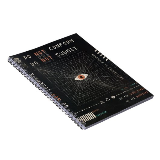 The Watcher - Techno-Brutalist Streetwear Design Notitieboek (Rechterzijde)