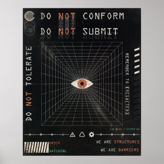 The Watcher - Techno-Brutalist Streetwear Design Poster (Voorkant)