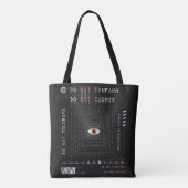 The Watcher - Techno-Brutalist Streetwear Design Tote Bag (Achterkant)