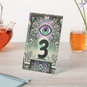 👁️ "The Watchful Table" Weirdcore Tafelnummer 👁 Reclamebord Met Voetstuk (Insitu)