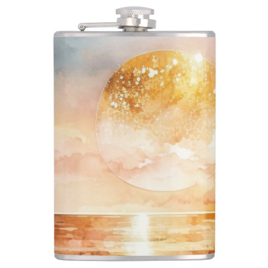 The Watercolor Beach Serie Ontwerp 1 Heupfles (Voorkant)