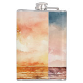 The Watercolor Beach Serie Ontwerp 1 Heupfles (Achterkant)