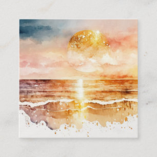 The Watercolor Beach Serie Ontwerp 1 Vierkante Visitekaartje