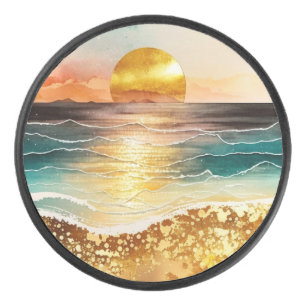 The Watercolor Beach Serie Ontwerp 3 Hockey Puck