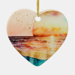 The Watercolor Beach Serie Ontwerp 3 Keramisch Ornament