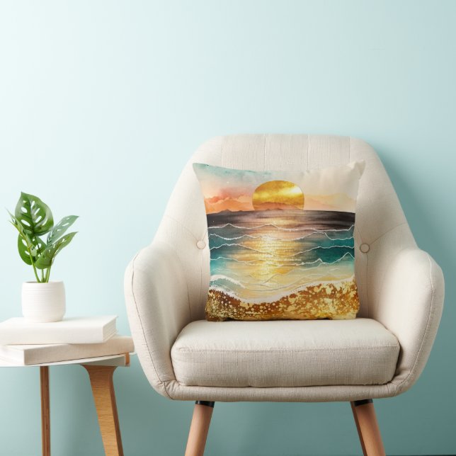The Watercolor Beach Serie Ontwerp 3 Kussen (Stoel)
