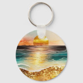 The Watercolor Beach Serie Ontwerp 3 Sleutelhanger (Achterkant)