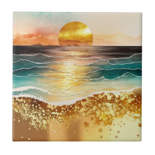 The Watercolor Beach Serie Ontwerp 3 Tegeltje