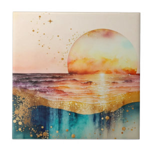 The Watercolor Beach Serie Ontwerp 3 Tegeltje