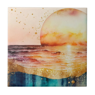 The Watercolor Beach Serie Ontwerp 3 Tegeltje