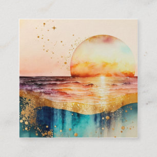The Watercolor Beach Serie Ontwerp 3 Vierkante Visitekaartje