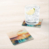 The Watercolor Beach Series Design 3 Kartonnen Onderzetters (Insitu)
