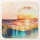 The Watercolor Beach Series Design 3 Kartonnen Onderzetters (Voorkant)