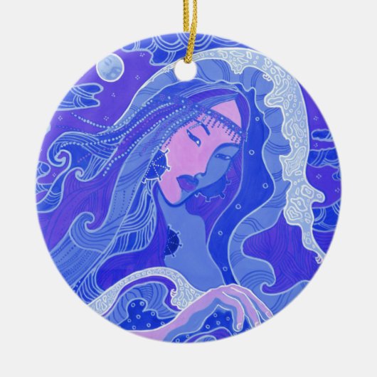 The Wave, Mermaid, Asian Girl, blauw & roze Keramisch Ornament (Voorkant)