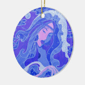 The Wave, Mermaid, Asian Girl, blauw & roze Keramisch Ornament (Links)