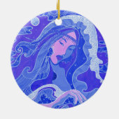 The Wave, Mermaid, Asian Girl, blauw & roze Keramisch Ornament (Achterkant)