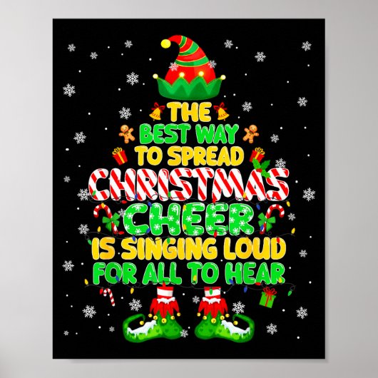 The Way To Spread Christmas Elf Xmas Boys Mens Kid Poster (Voorkant)