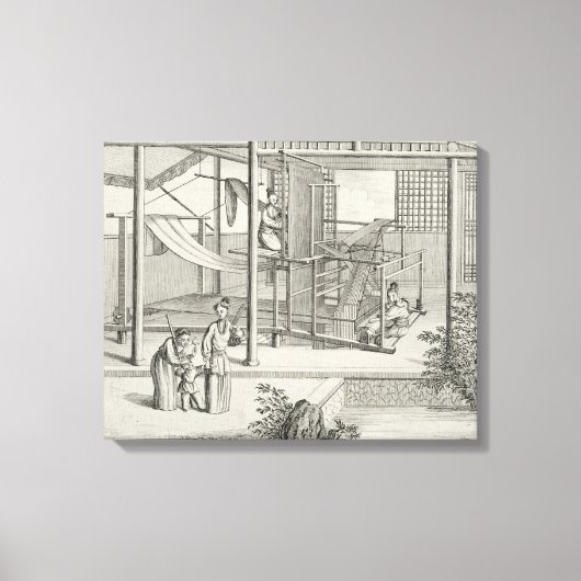 "The Weaving of Flower'd Silks", twee vrouwen op h Canvas Afdruk (Voorkant)