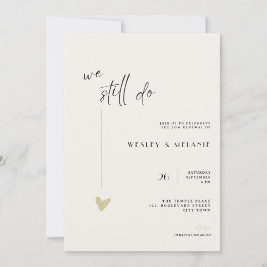 The wedding anniversary Invitation - Black - Gold Kaart (Voorkant)