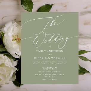 The Wedding Budget Sage Green White Elegant Invite