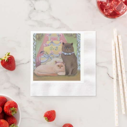 The Wedding Cats Personalize Initials Set of Servet (Insitu)