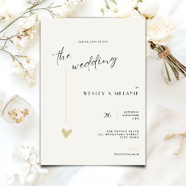 The wedding Invitation - Minimalist Black and Gold Kaart