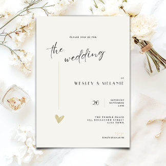 The wedding Invitation - Minimalist Black and Gold Kaart