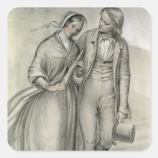 The Wedding Morning - Het vertrek, c.1846 Vierkante Sticker (Voorkant)