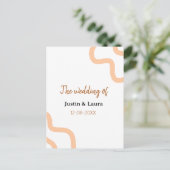 The wedding of add bride groom name date peach briefkaart (Staand voorkant)
