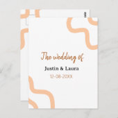 The wedding of add bride groom name date peach briefkaart (Voorkant / Achterkant)